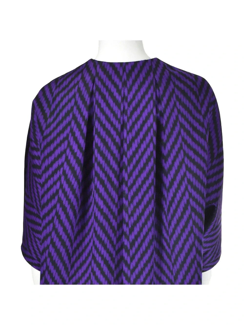 MICHAEL KORS Purple & Black Herringbone Satin Oversized Zipper Coat, SZ S/M NWOT